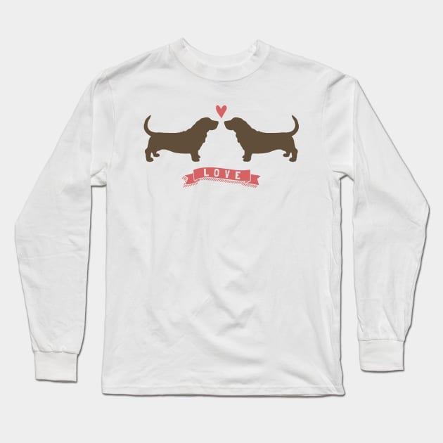 Basset Hounds in Love Long Sleeve T-Shirt by Coffee Squirrel